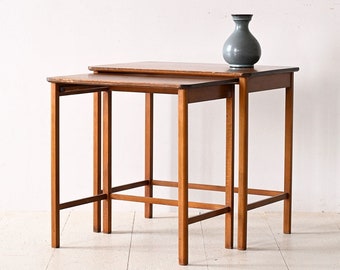 Pair of Vintage Scandinavian Nesting Tables - 1960s Nordic Furniture Set