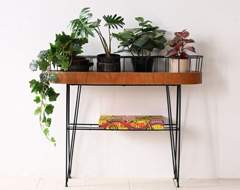 Vintage Teak and Metal Plant Stand - Scandinavian Mid-Century Decor