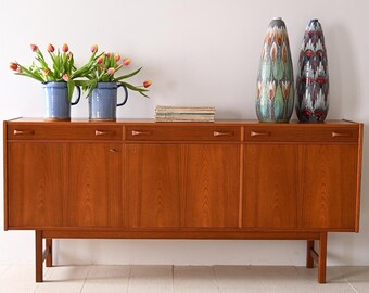 Vintage Scandinavian Teak Sideboard with Doors and Drawers