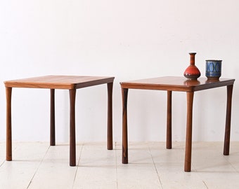 Pair of Danish Rosewood Scandinavian Side Tables - Retro 1960s Vintage Coffee Tables