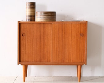 Vintage Teak Sideboard with Sliding Doors - Scandinavian 1960s Furniture