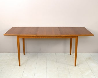 MidCentury Vintage Rectangular Teak and Oak Dining Table, Original Danish Design 1950s