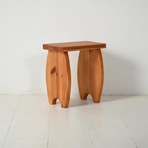 Scandinavian Solid Pine Stool, 1960s Vintage Nordic Design with Rounded Edges