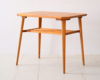 Mid-Century Birch Deco Coffee Table with Magazine Rack