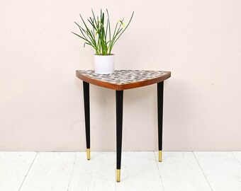 MidCentury Danish Triangular Mosaic Coffee Table, Modern Sofa Table, Vintage Scandinavian Style