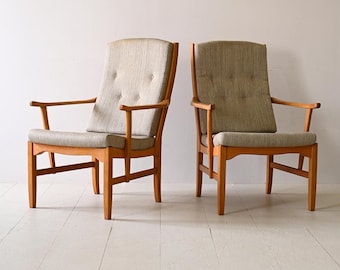 MidCentury Pair of Scandinavian armchairs Fabric - Original Vintage 1960s Design