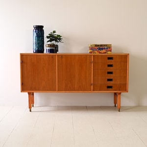 Scandinavian Teak Sideboard with Drawers Nordic Vintage Elegance from the 60s image 1