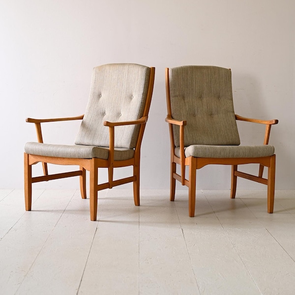 MidCentury Pair of Scandinavian armchairs Fabric - Original Vintage 1960s Design