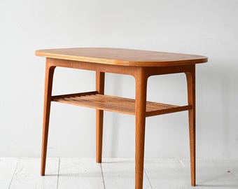Vintage Scandinavian Oak Coffee Table with Slatted Shelf, Kägers Industrier AB, 1960s