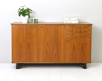 MidCentury Teak Scandinavian Sideboard, Original Danish Retro Design, 1960s Highboard