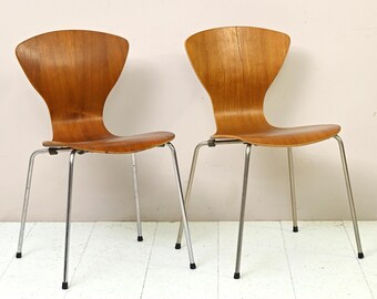 MidCentury Pair of Hans Olsen Teak Chairs - Vintage 1950s 60s Scandinavian Style