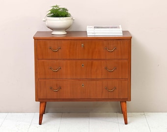 Vintage Chest of Drawers with Gold Handles, MidCentury Scandinavian Furniture from the 50s and 60s, Danish Design Home Interior Decor