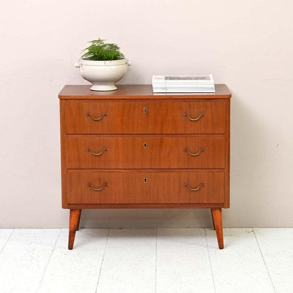 Vintage Chest of Drawers with Gold Handles, MidCentury Scandinavian Furniture from the 50s and 60s, Danish Design Home Interior Decor