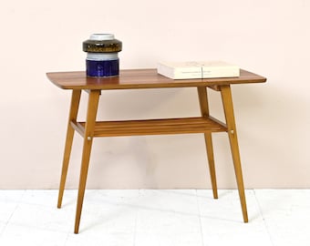 Vintage Danish Wood Coffee Table - 1950s 60s Nordic Design - Magazine Rack - Scandinavian Furniture