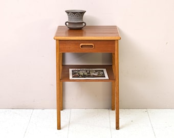 Vintage Danish Teak Bedside Table, Midcentury Scandinavian Original