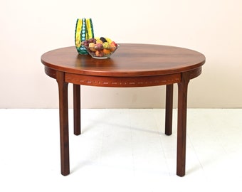 MidCentury Round Scandinavian Rosewood Dining Table by Nils Jonsson - Vintage Nordic Home Decor