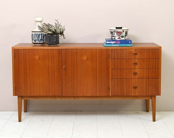 Danish Teak Sideboard with Four Drawers - MidCentury 50s 60s Vintage Sideboard, Nordic Scandinavian Design, Home Interior Decor