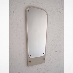 Vintage Deco Mirror with White Painted Wooden Frame and Gold Details