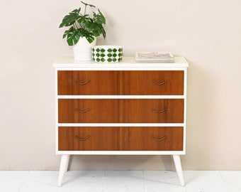 MidCentury White Scandinavian Teak Chest of Drawers - Original Danish Design from the '50s / '60s