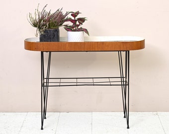 Original 1950s Teak and Metal Vintage Mid-Century Flowerpot Stand - Danish Scandinavian Design