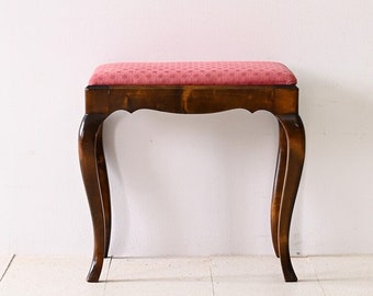 Vintage Scandinavian Red Wooden Stool - Mid-Century Elegance with a Pop of Color