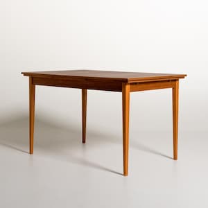 Mesa de comedor escandinava extensible vintage de teca y haya, años 50/60 – Mesa de estilo moderno de mediados de siglo