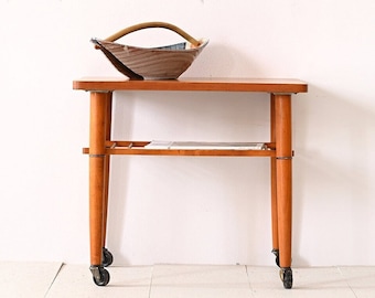 Vintage Teak Coffee Table with Wheels