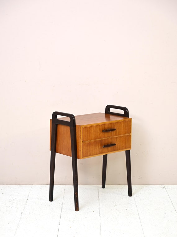 Mid century Teak Entryway Cabinet Scandinavian Teak Bedside Table