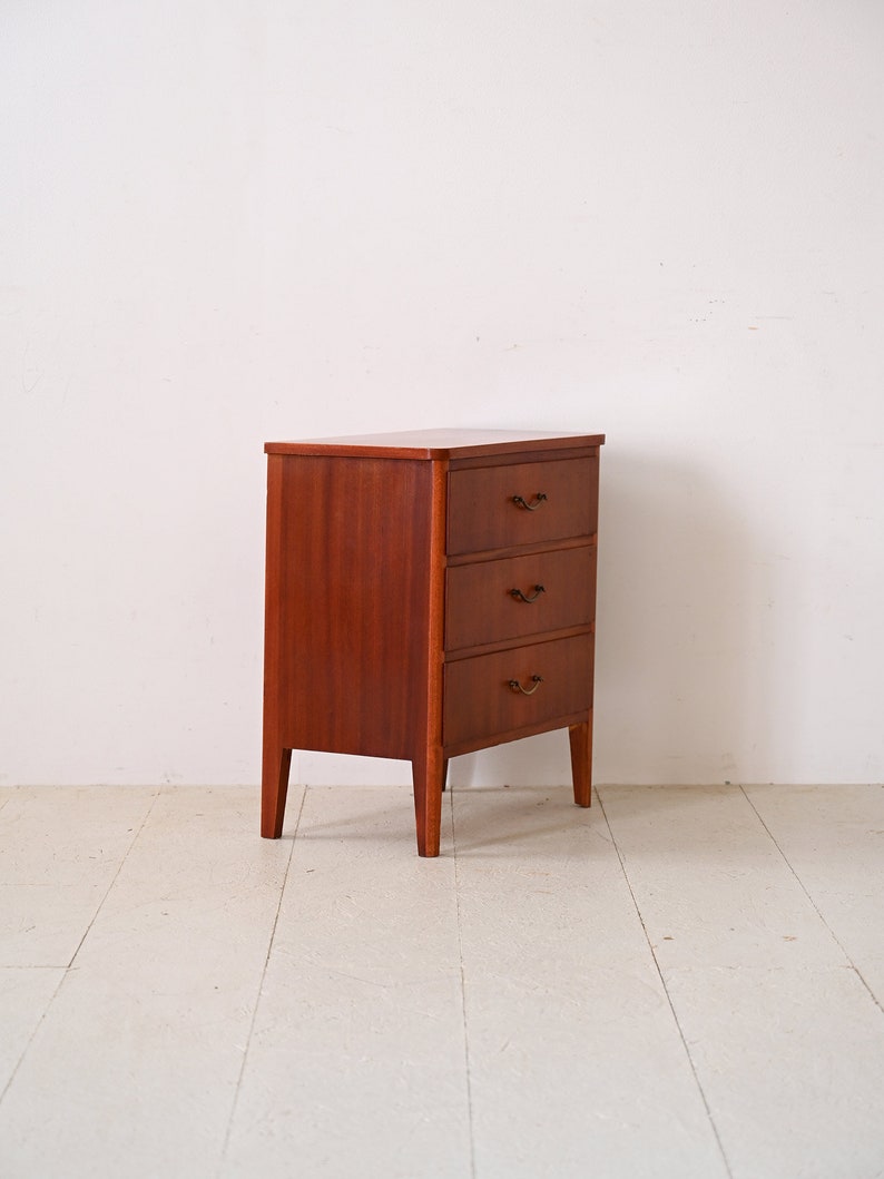 Vintage Mahogany Chest of Drawers with Metal Handles Mid-Century Scandinavian Design image 4