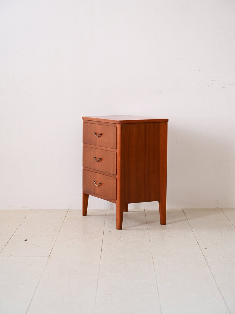 Vintage Mahogany Chest of Drawers with Metal Handles Mid-Century Scandinavian Design image 3