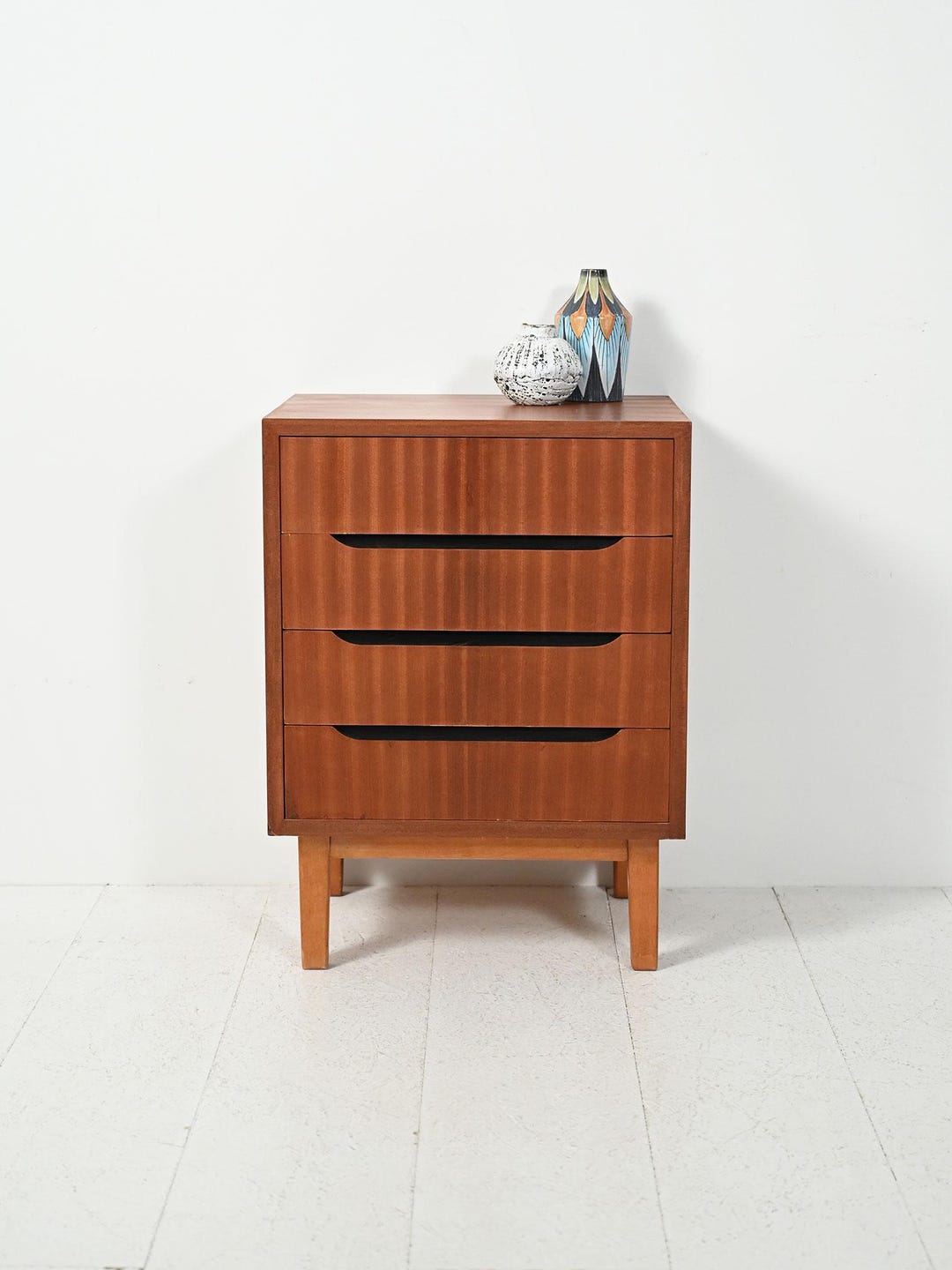 Small Scandinavian Vintage Mahogany Chest of Drawers, 1950s–60s