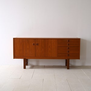 Vintage 1960s Scandinavian Teak Sideboard with Drawers and Doors image 2