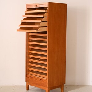 Vintage Danish Oak Roll-Top Filing Cabinet Mid-Century Modern Storage image 6