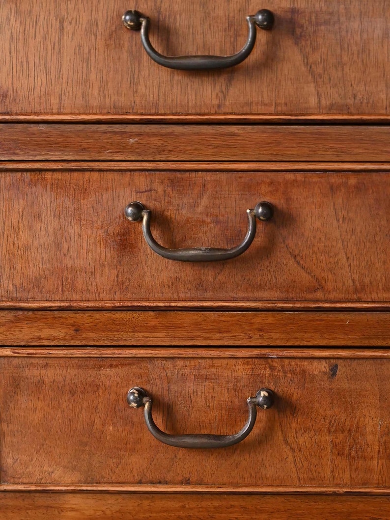 Vintage 1940s Walnut Sideboard with Metal Handles Scandinavian Elegance image 8