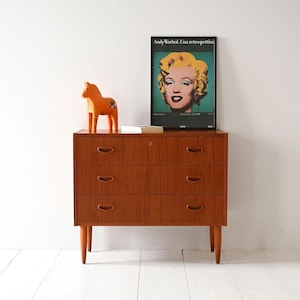 Mid-Century Scandinavian Teak Chest of Drawers with Rounded Handles – 1960s Vintage Dresser