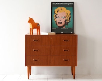Mid-Century Scandinavian Teak Chest of Drawers with Rounded Handles – 1960s Vintage Dresser