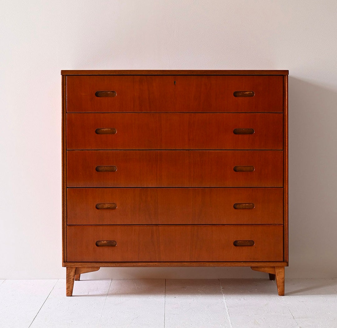 Vintage Scandinavian Lockable Chest of Drawers 1960s Etsy