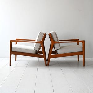 Pair of Folke Ohlsson USA-75 Lounge Chairs for DUX, Scandinavian Teak Armchairs, 1960s Vintage