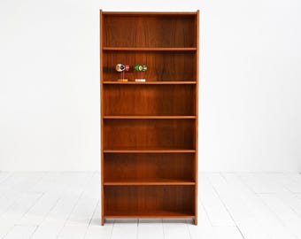 Mid Century Scandinavian Teak Bookcase by Egons Möbler AB, Swedish Shelving Unit, 6 Tier Bookcase, 1950s 1960s Nordic Design