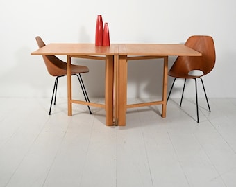 ブルーノ・マッツソン作「マリア・フラップ」折りたたみテーブル、1969年、ミッドセンチュリー・スカンジナビア・オーク材デザイン