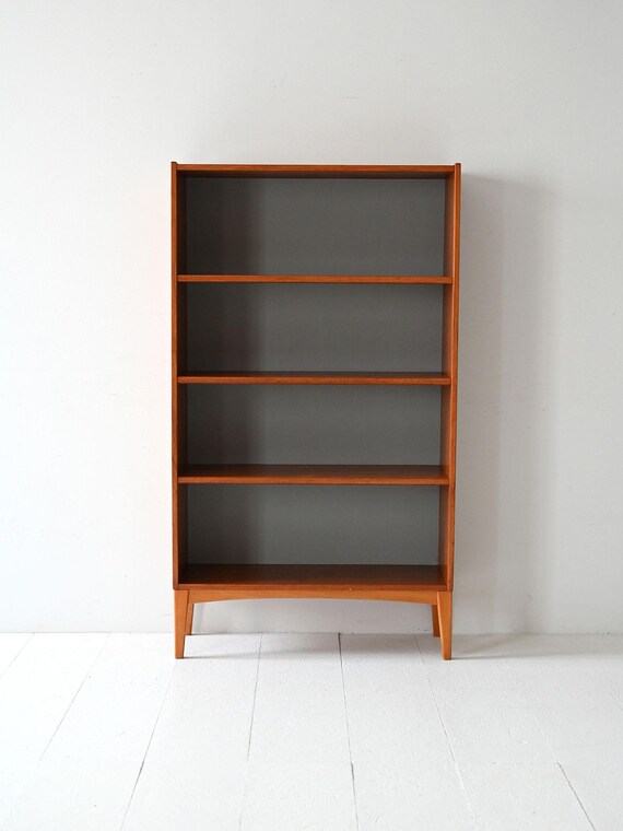 1950s Scandinavian Teak Bookcase With Open Shelves, Vintage Nordic