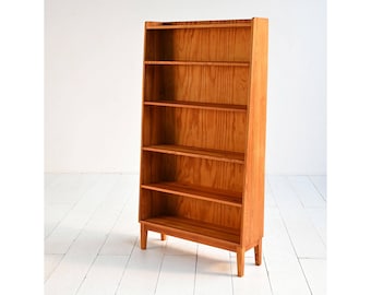 Mid Century Scandinavian Solid Pine Bookcase, 1950s Nordic Shelving Unit with Adjustable Shelves, Minimalist Storage Furniture