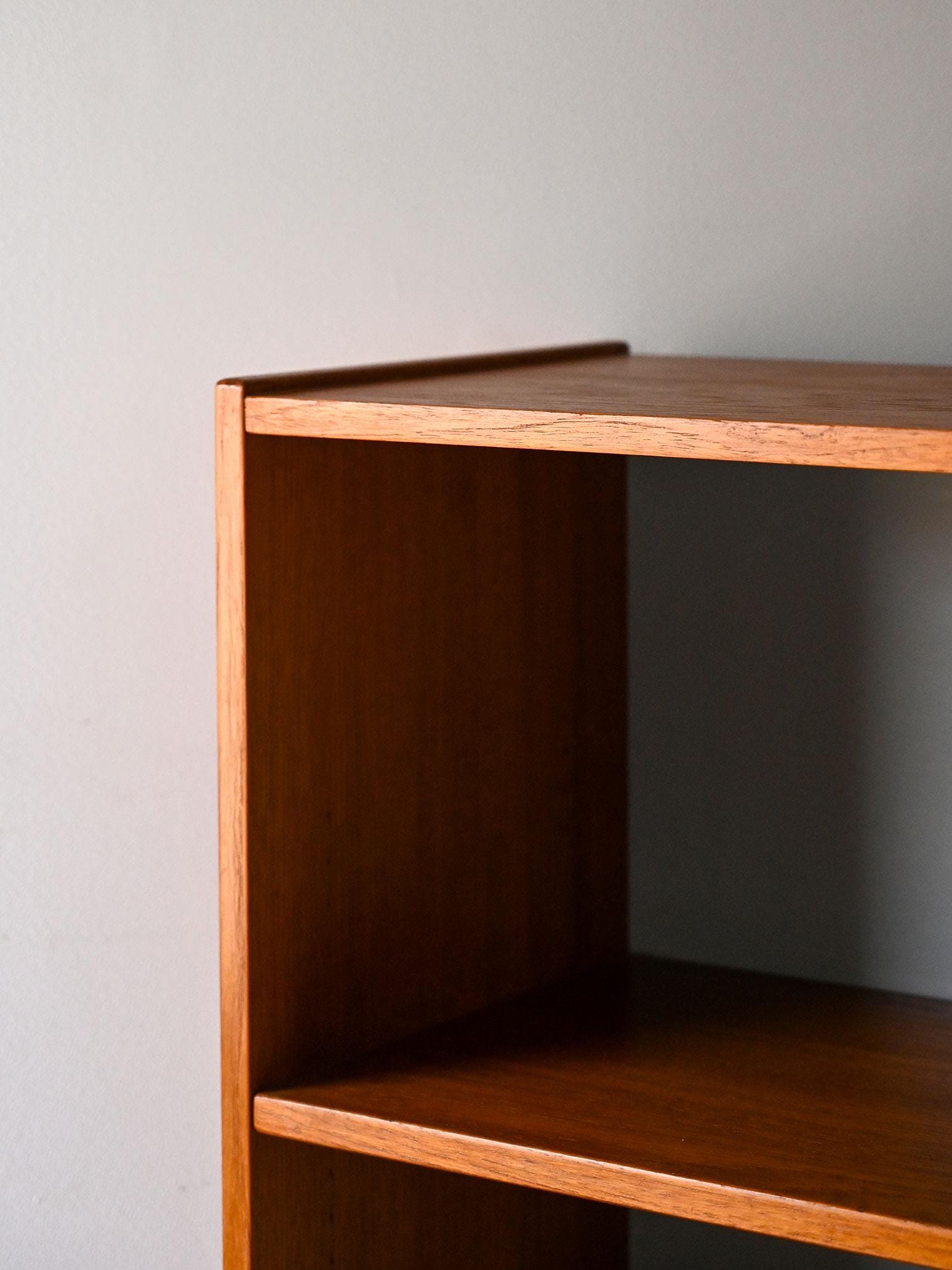 1950s Scandinavian Teak Bookcase With Open Shelves, Vintage Nordic