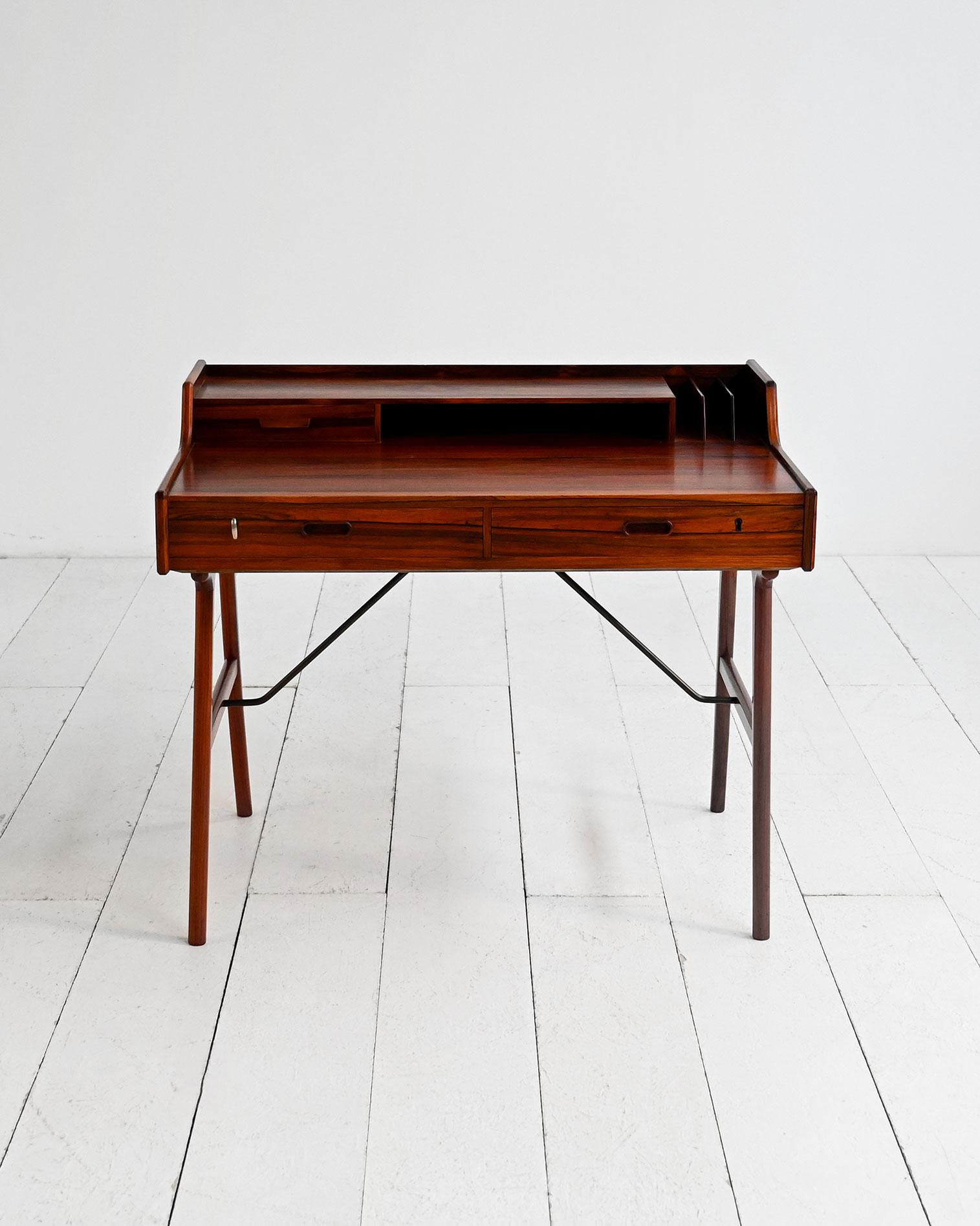 Arne Wahl Iversen Rosewood Desk, 1960s Danish Mid Century Modern