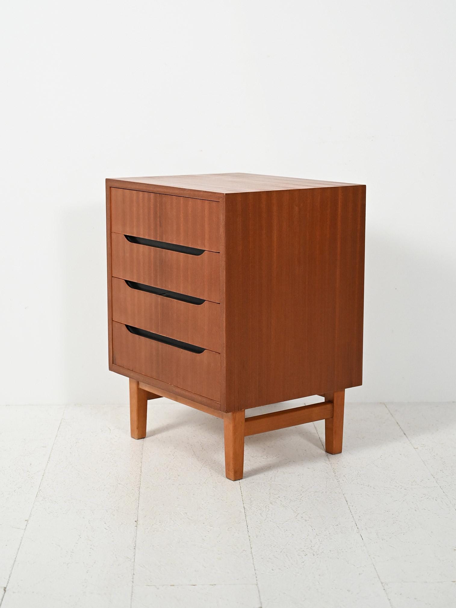 Small Scandinavian Vintage Mahogany Chest of Drawers, 1950s–60s