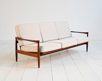 Canapé vintage « Kolding » d’Erik Wørtz, canapé scandinave en teck des années 1950, design danois moderne du milieu du siècle