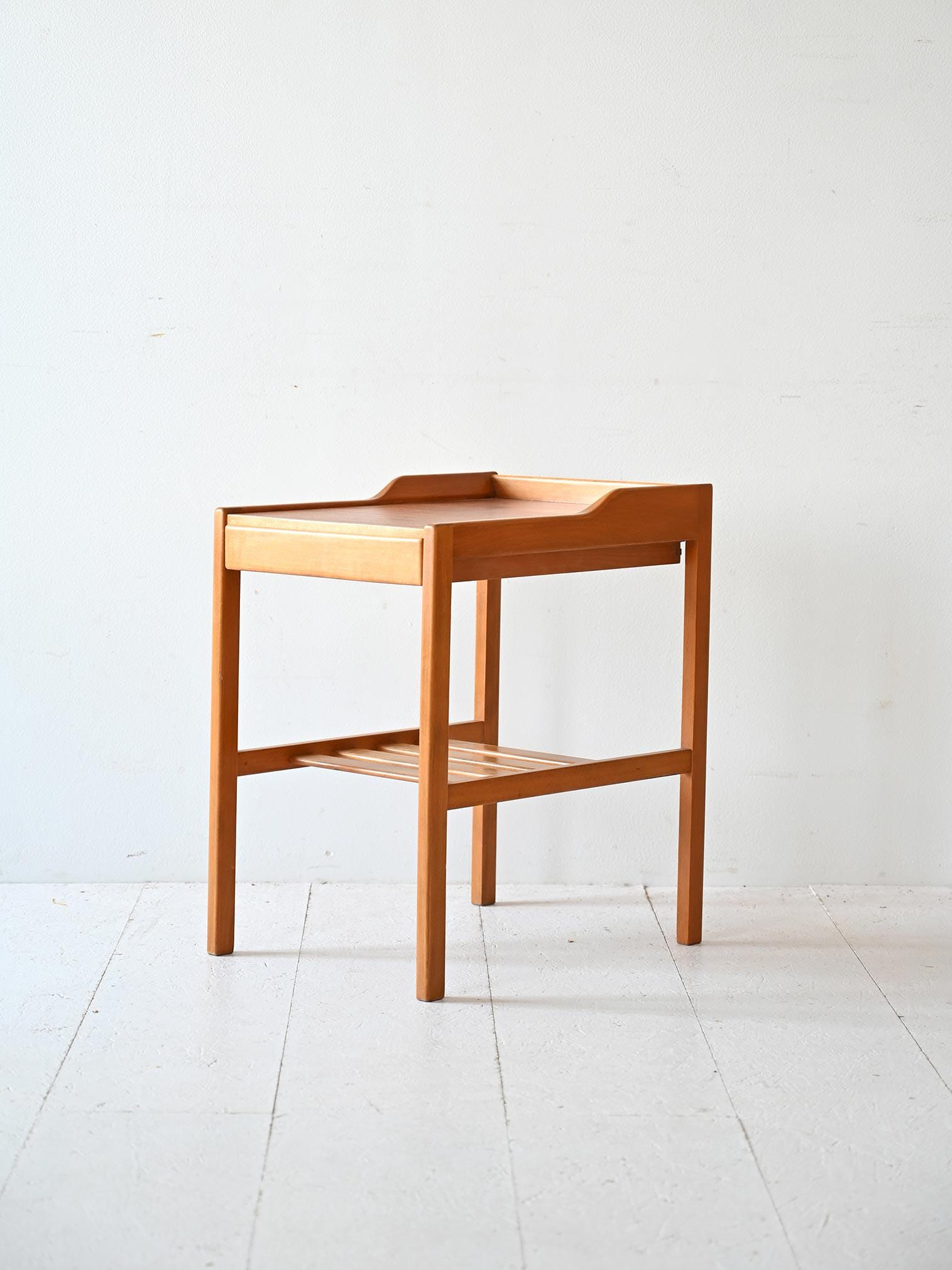 Table De Chevet Scandinave Vintage En Teck Des Années 1960 Avec Tiroir Et Porte-Revues