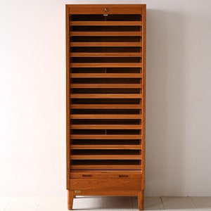 Vintage Danish Oak Roll-Top Filing Cabinet Mid-Century Modern Storage image 3