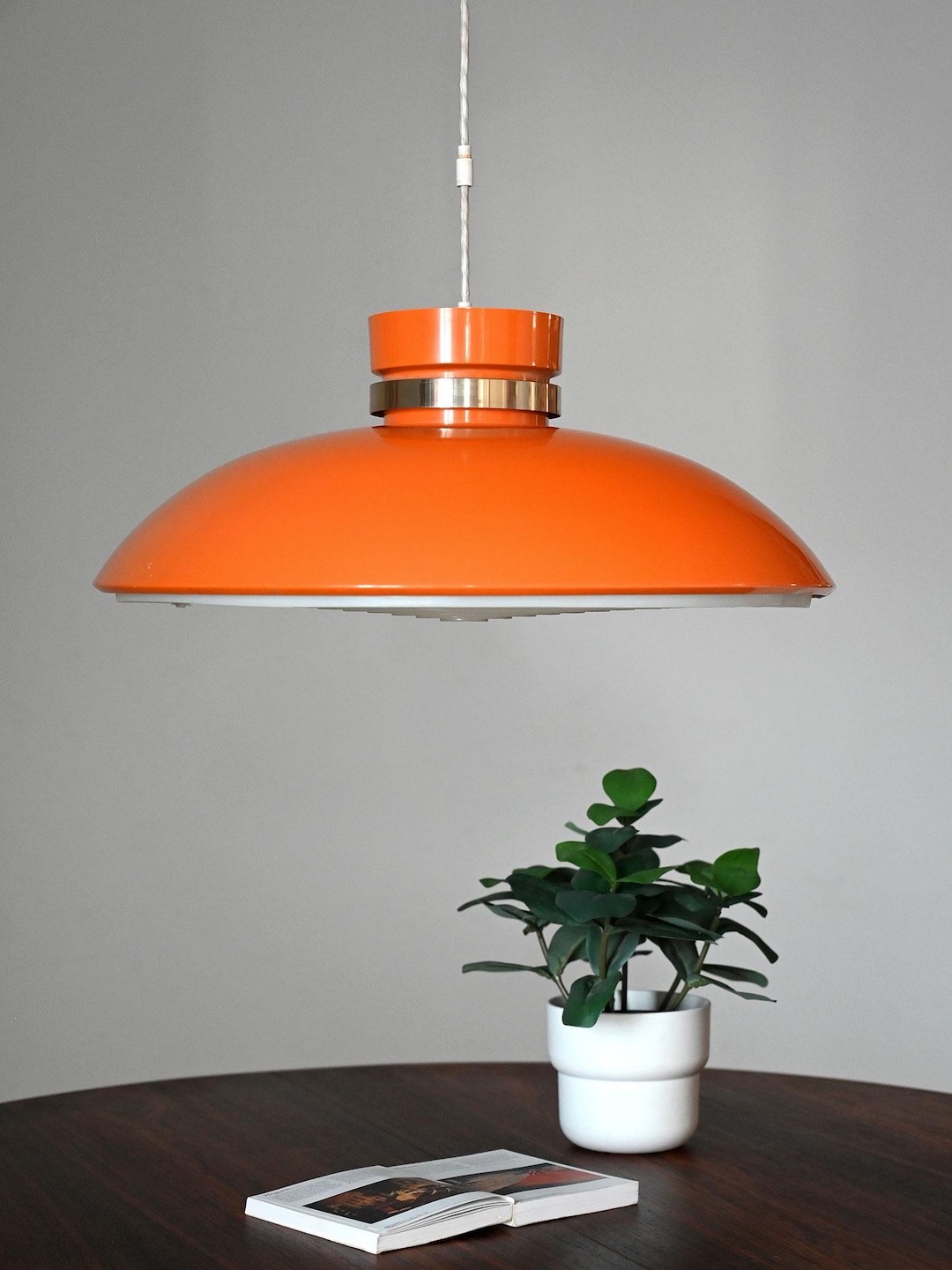 1960s Scandinavian Orange Pendant Lamp, Mid-century Plastic