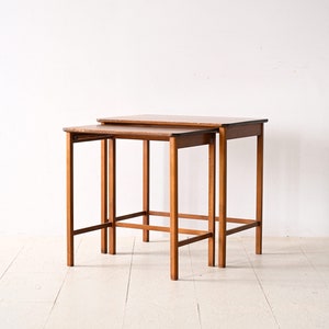 Pair of Vintage Scandinavian Nesting Tables 1960s Nordic Furniture Set image 2